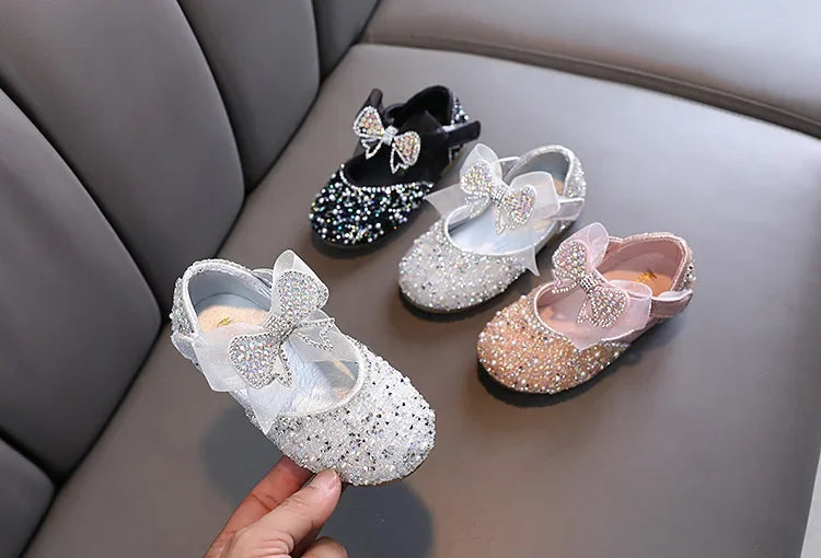 Rhinestone Sequins Girls Princess Shoes Children Party Dance Shoes Student Spring Autumn New Flats Kids Performance Shoes