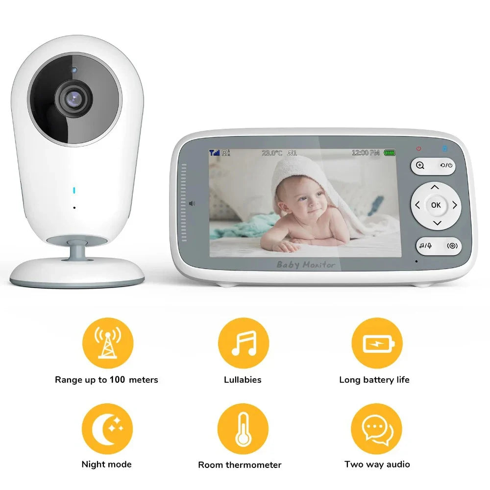 Baby Monitor 3X Digital Zoom Video Camera Two Way Audio Auto Night Vision 720P HD Security Camera Babysitter VB615