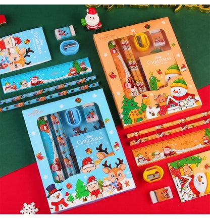Pencil Stationery Set GIfted By Santa Claus Children Student Office Supplies Kawaii Kids Prize Birthday Christmas New Year