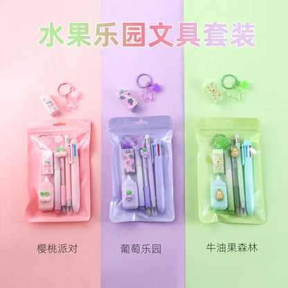 7pcs/set Little Fresh Fruits Series Stationary Sets 7-in-1 Multi-functional Stationery Supplies Back to School Gift For Kids