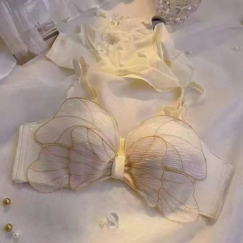 New Small Breast Push Up Seamless Underwear No Steel Ring Cute Adjustable Comfortable Bra Set