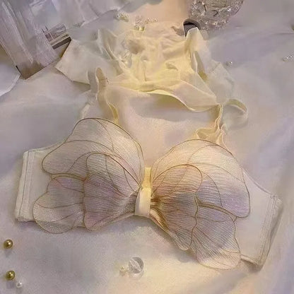 New Small Breast Push Up Seamless Underwear No Steel Ring Cute Adjustable Comfortable Bra Set