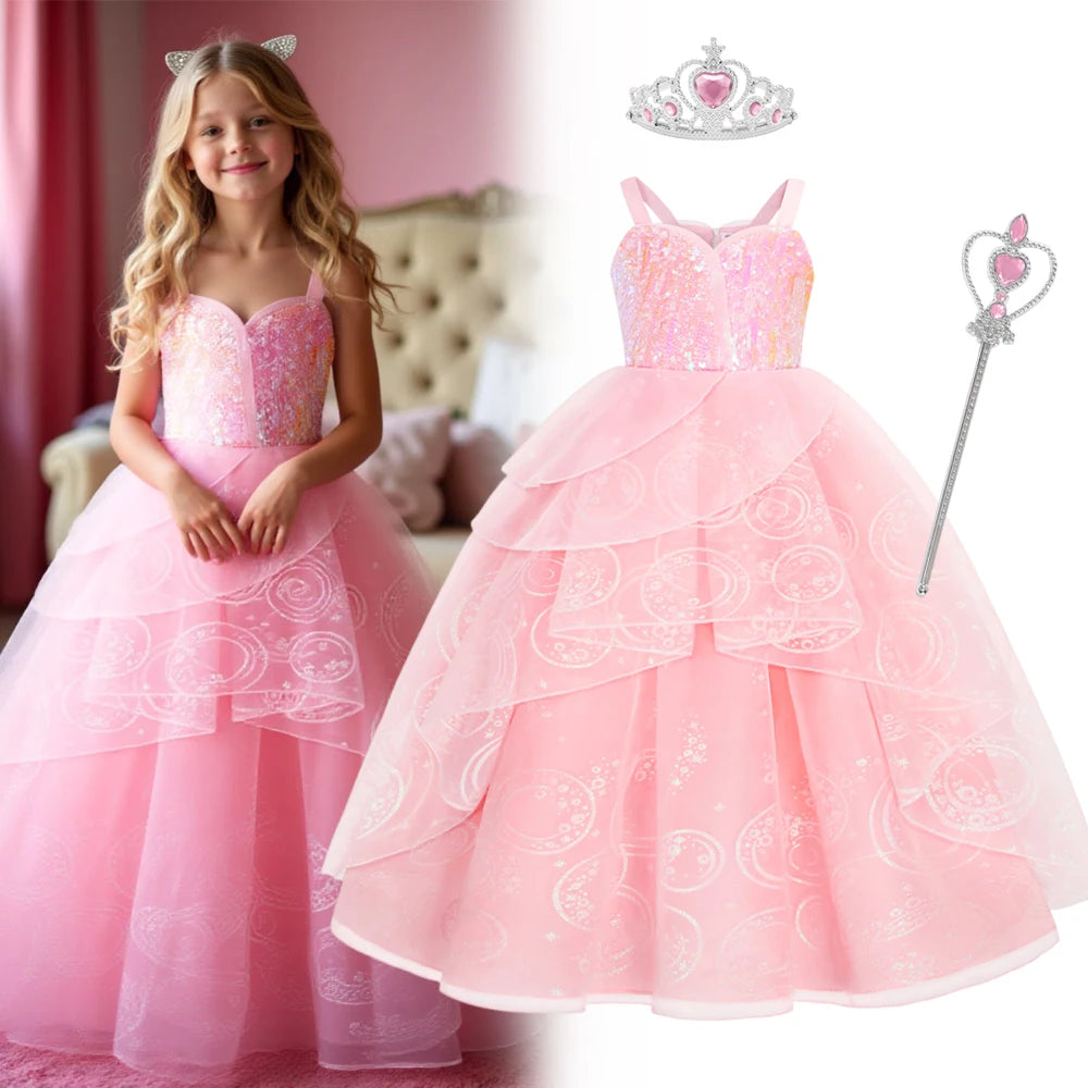 2025 Girl Princess Dress Carnival Party Princess Dress Birthday Party Dress Children's Pink Cute Dress Girl's Party Dress 2-12Y