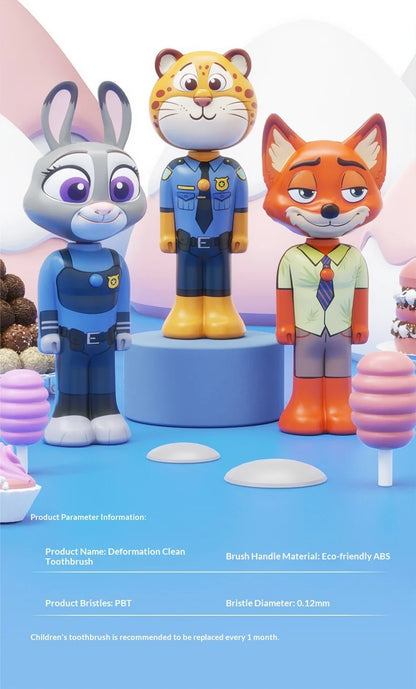 Disney Zootopia Internet Celebrity Retractable Toothbrush Nick Judy Deformed Soft Bristled Toothbrush Fine Bristle Kid Gift Toys