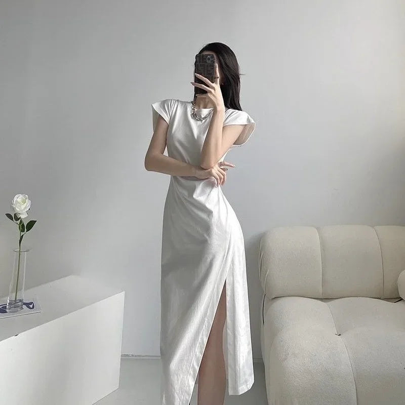 White Dresses for Women 2025 Woman Dress Clothes Midi X New in Chic and Elegant Pretty Cheap Casual Y2k Outfits Harajuku Cotton