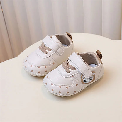 Baby Girls Synthetic Leather Flat Shoes Spring Autumn Anti-Slip Sole Cartoon Infant Shoes