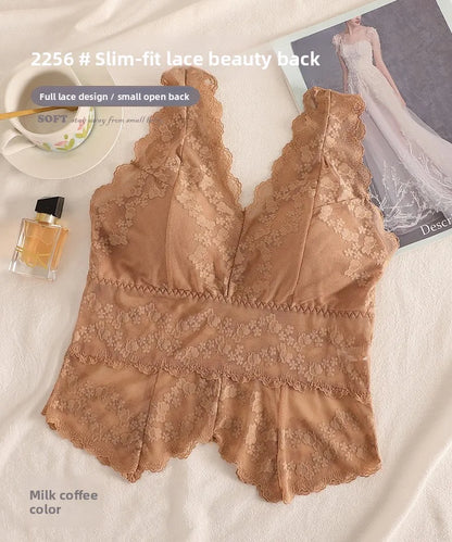 Lace White Strap Vest Women Summer Outdoor Wear with Chest Pad Beautiful Ba Base Inner Match V-ne Svel Top Women
