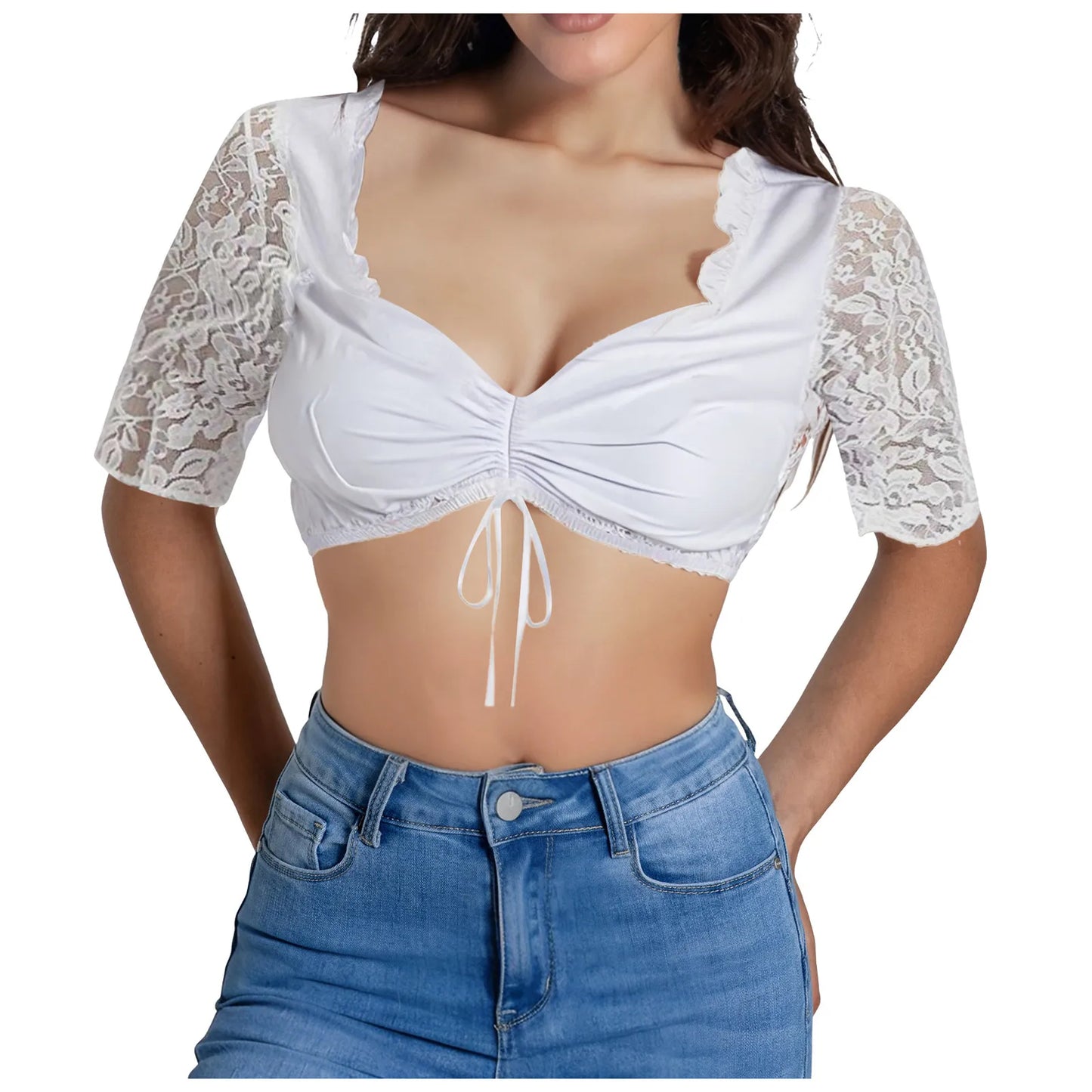 Summer Tank Tops For Oktoberfest Blouse Black Lace Elegant Sexy Lingerie Costume Corset Crop Tops For Women Plus Size Tank Top