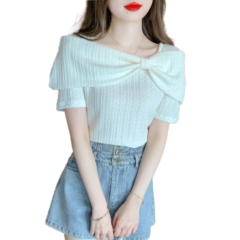 Short Sleeve Shirts Womens Mesh Pleated Pintucked Loose Tunic Casual Club Fairycore Trendy Urban Student Artistic Youthful