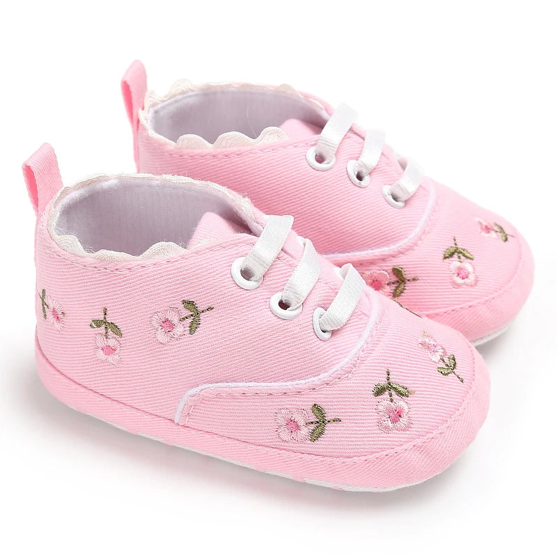 Fashionable Baby Girl Shoes Cute Classic Pink Theme Casual Flat Shoes Soft Sole Comfortable Lightweight Walking Shoes