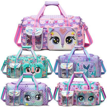 Girls Travel Duffle Bag with Shoe Compartment Sports Duffel   Pack Travel Luggage Handbag Outdoor Camping