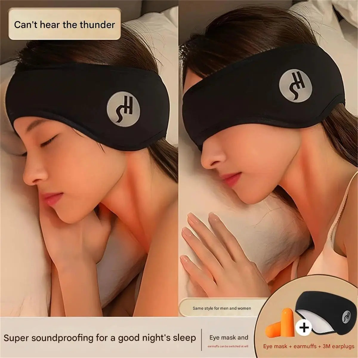 Noise-isolating earmuffs for men and women sleeping and noise reduction in autumn and winter outdoor sports cycling plus velvet