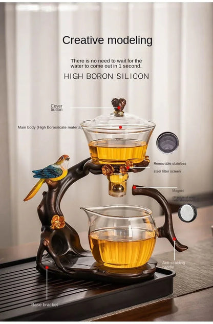 Glass Automatic Tea Set Lazy Tea Maker High End Magnetic Suction Teapot