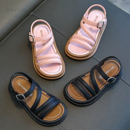 1-10Y Baby Girls Sandals Summer Children's New Cool Fashion Princess Cute Versatile Shoes for Students Flat Sandal Casual Shoe