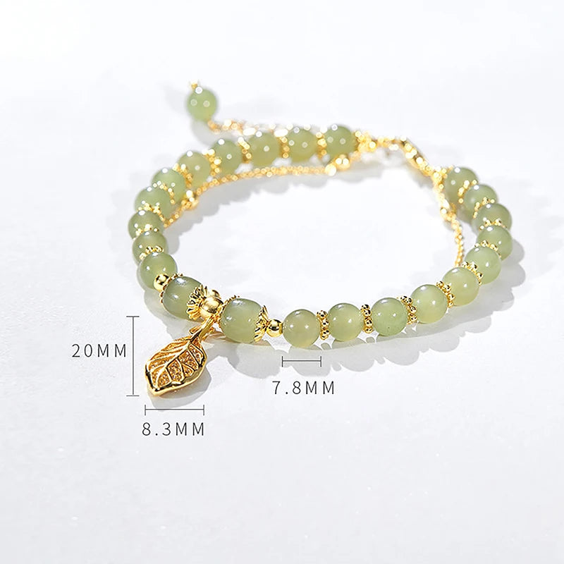 Accessories For Women Natural Jade Bracelet For Women Double Layer Chain Bracelet For Girls Wedding Party Korean Jewelry Gift