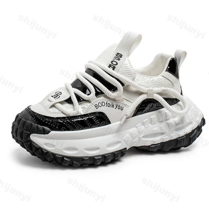 New Thick Soled Height Increasing Men's Casual Shoes 2025 Spring Color Blocked Comfortable Fashion Trend Low Cut Chunky sneakers