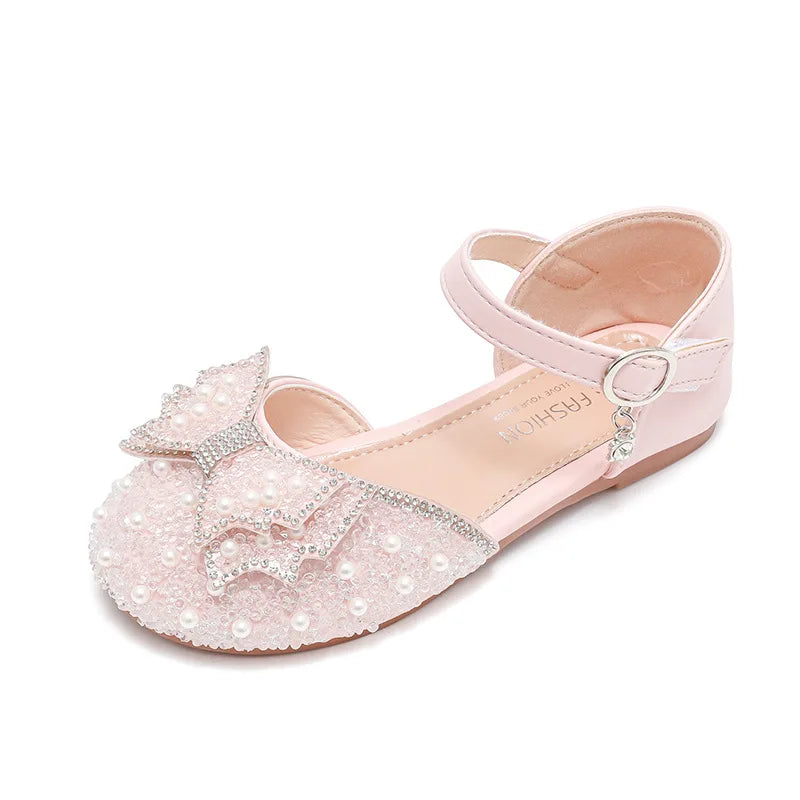 Girls Summer Sandals Soft Bottom Anti-Slip Butterfly Knot Princess Shoes Children's Footwear Comfortable Lightweight Slippers