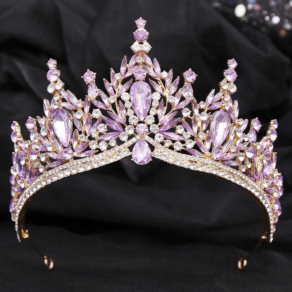 Luxury Big Water Drop Crystal Opal Tiara For Women Girls Wedding Bridal Birthday Party Crown Hair Dress Accessory