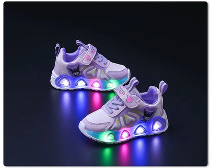 Tenis Children Led Shoe Girls Lighted Sneakers Glowing Shoe for Kids Soft Soled Breathable Casual Toddler Ctue Kuromi Baby Shoes