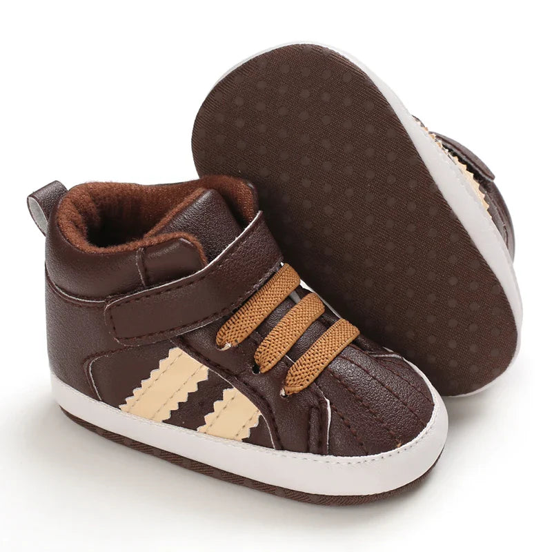 Autumn and Spring Brown Baby Sneakers for Boys 0-12 Months First Walking Shoes