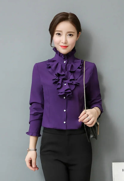 Women Blouse Lace Stand Collar Shirt Women Long Sleeve Autumn  Winter Top Shirt Blusas Ropa De Mujer
