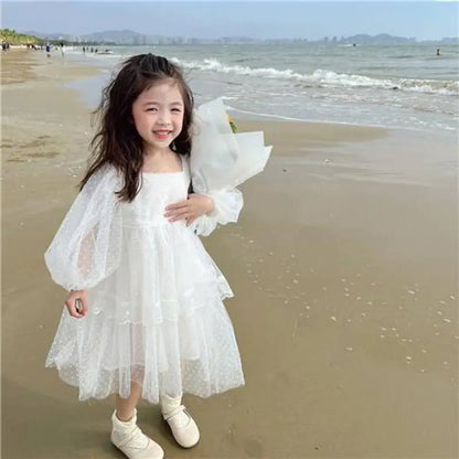 Summer Girl Dress Elegant Flower Lace Dress For Girl Princess Party Wedding Dress Ceremony Prom Gown Communion Clothes 1-6Y