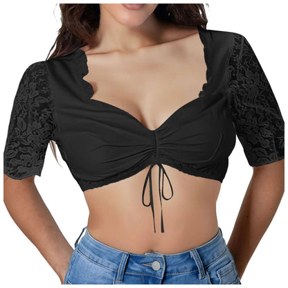 Summer Tank Tops For Oktoberfest Blouse Black Lace Elegant Sexy Lingerie Costume Corset Crop Tops For Women Plus Size Tank Top