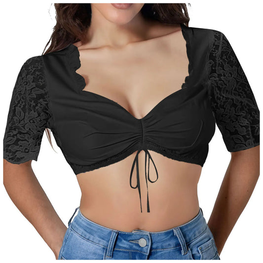 Summer Tank Tops For Oktoberfest Blouse Black Lace Elegant Sexy Lingerie Costume Corset Crop Tops For Women Plus Size Tank Top