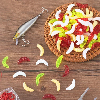 Portable Soft Silicone Bait Maggot Grub Soft Fishing Lure 2CM 50pcs/50x5pcs For Outdoor Fishing Accessories