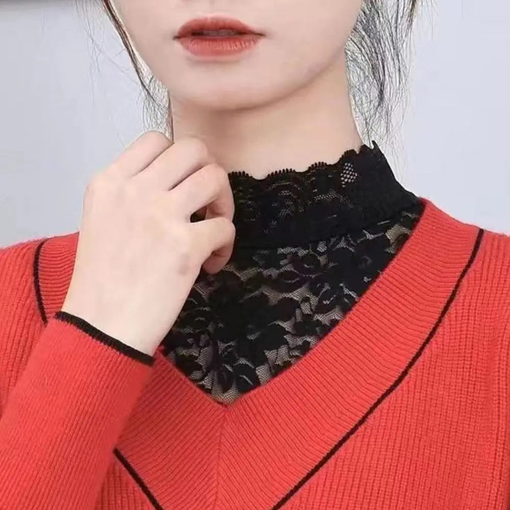 1PC Women Fake Collar White Black Lace Floral Detachable False Collar Blouse Shirt Removable Collar Tie Sweater Decoration