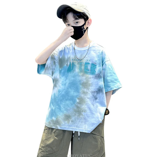 Korean Child Tee Top Clothing School Kids Summer Short Sleeve T-Shirt for Boys O-Neck Casual Tshirt Kids Luxury Clothes Costume