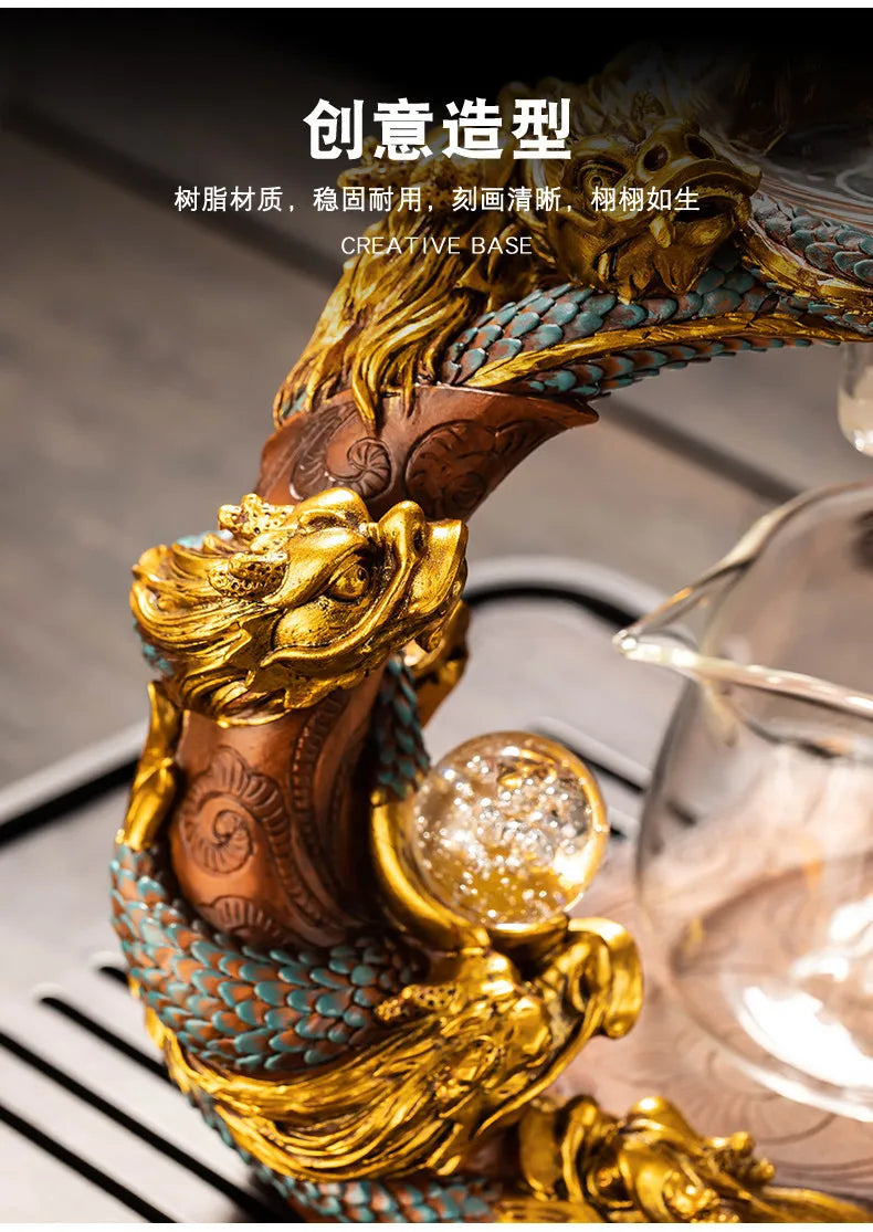 Lazy Glass Automatic Tea Set Business Gift High Borosilicate Dragon Kung Fu Teaware Sets