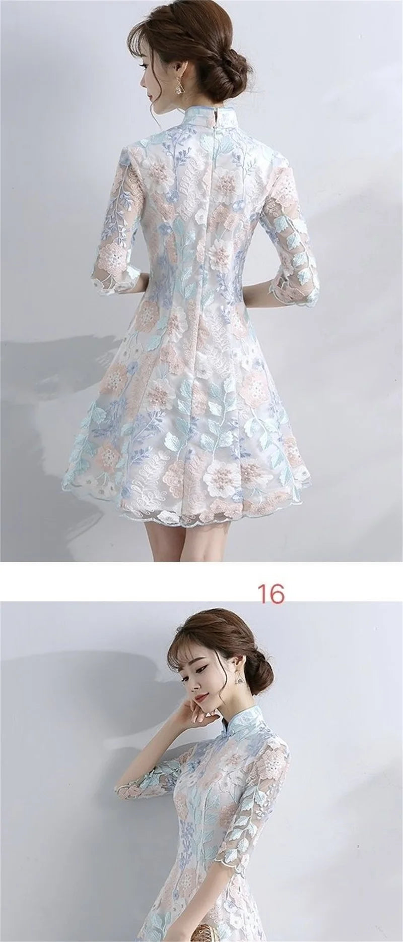 Spring Autumn Female Cheongsam Style Long Dresses Women Half Sleeve Lmproved Maxi Dress 2025 Ladies Fashion Solid Color Vestidos