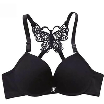 Underwear Women Bra Front Buckle Backless Butterfly Decoration Sexy Push Up Bras Adjustable Straps Bralette Lingerie Suit