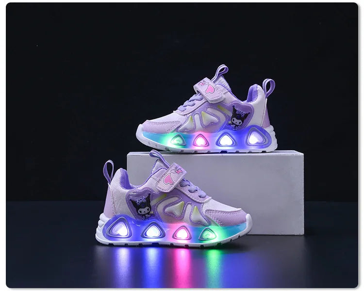 Tenis Children Led Shoe Girls Lighted Sneakers Glowing Shoe for Kids Soft Soled Breathable Casual Toddler Ctue Kuromi Baby Shoes