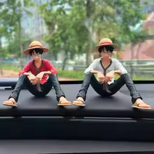 One Piece Luffy Dashboard Figure made from durable PVC for car dashboard decoration, office desk display, and anime collection