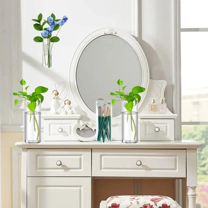 Glass Wall Vase Hanging Hydroponic Planter Wall-Mounted Flower Vases for Home Office Decor with Traceless Hook