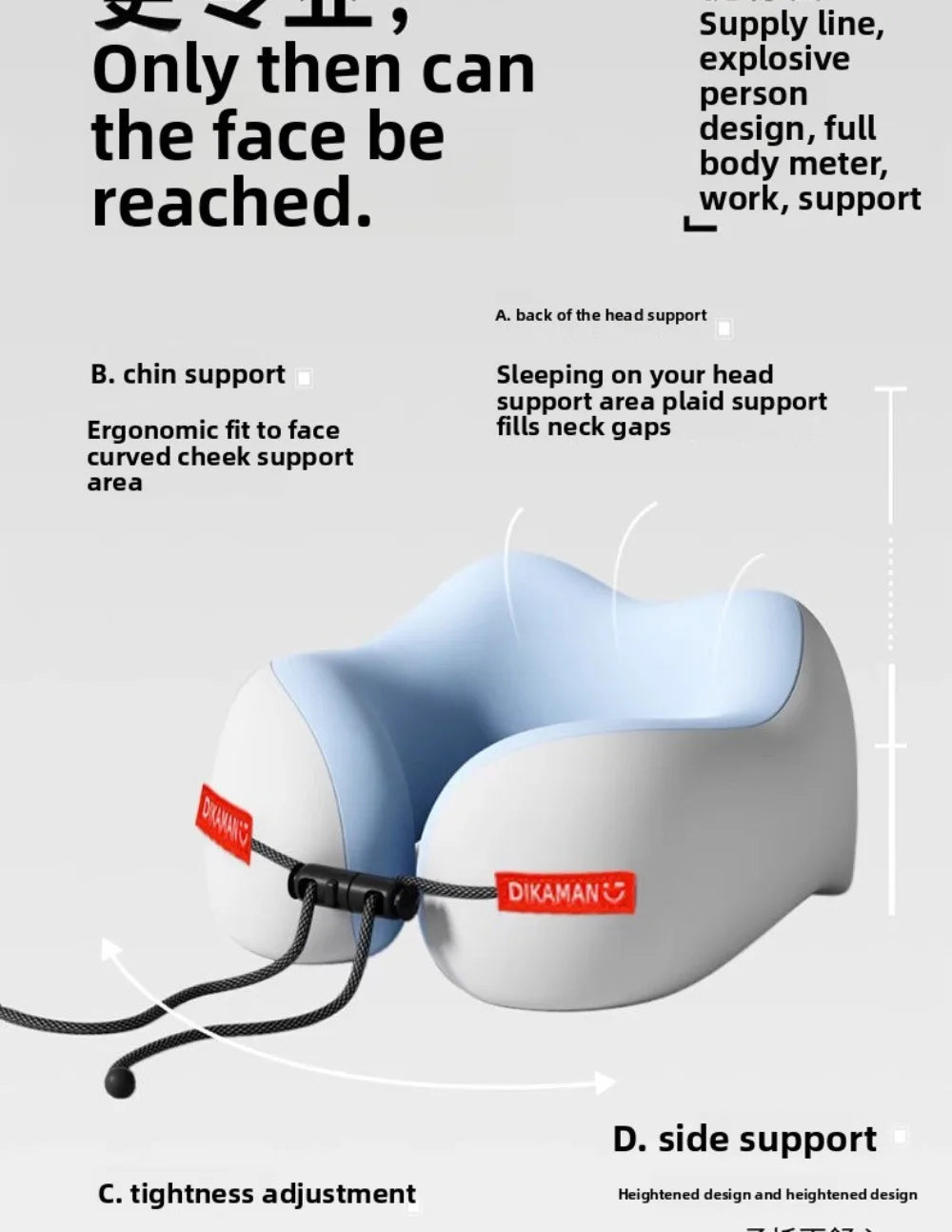 Portable U-shaped Pillow Double Hump Design Ergonomic Neck Pillow Press-inflatable Travel Pillow