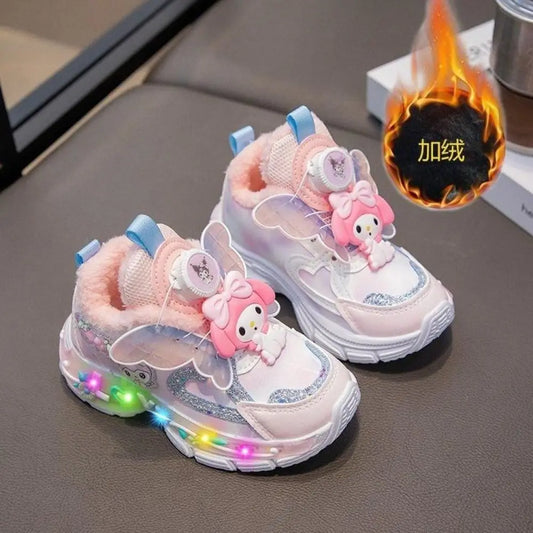 Sanrios Girls Sneakers My Melody Winter New Style Cotton Boots Cartoon Fashion Sports Casual Shoes Kawaii Cute Kids Cotton Shoes