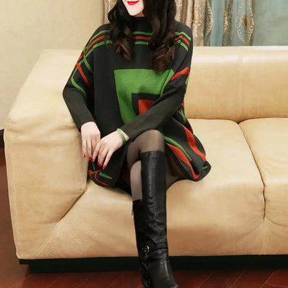 Western Style Sweater Dress Lazy Style Loose Fitting Women's Clothing Fashionable Knitted Mid Skirt for Women