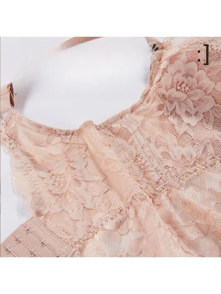 YUQI Lace Minimizer Bra - Big Bust Full Cup | Summer Thin Anti-Slip Beauty Back Lingerie Sexy Comfort No Underwire  Full Cup