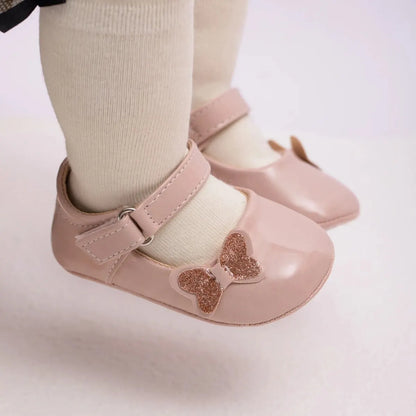 Meckior Baby Girl Shoes Newborn PU Leather Bowknot Dress Infants Shoes Rubber Non-Slip Toddler First Walker Baby Shoes Girls