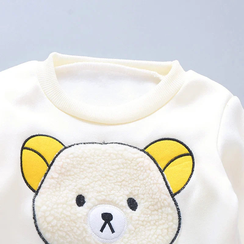 Baby Hooded Tracksuit Set with hooded vest, long sleeve T-shirt, and pants for baby boys and girls