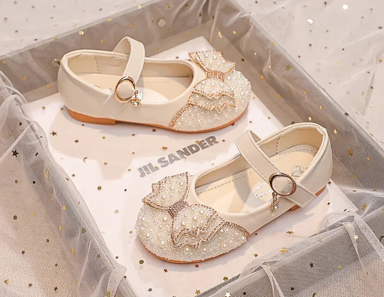 Children Princess Shoes Glitter Party Wedding Shoes for Girls Fashion Rhinestone Toddlers Ballet Flats Causal Kids Leather Shoes