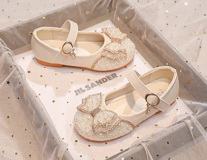 Children Princess Shoes Glitter Party Wedding Shoes for Girls Fashion Rhinestone Toddlers Ballet Flats Causal Kids Leather Shoes