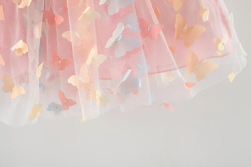 New Baby Girls Birthday Party Evening Dresses Summer Butterfly Wings Children Clothes Sweet Colorful Toddler Kids Costume
