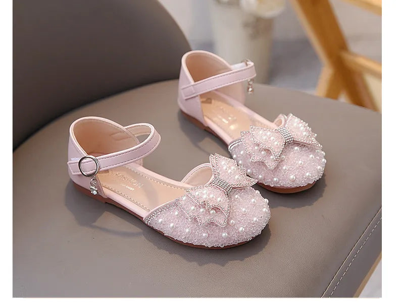 Girls Summer Sandals Soft Bottom Anti-Slip Butterfly Knot Princess Shoes Children's Footwear Comfortable Lightweight Slippers