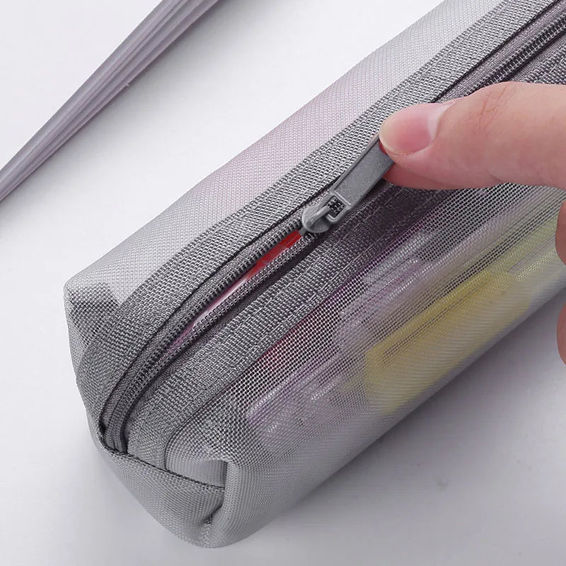 Mesh Pencil Case Transparent Pens Pouch Cute Simple Aesthetic Bag Organizer Office School Supplies for Student Stationary