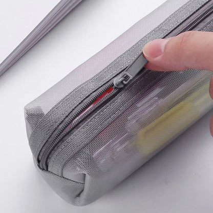 Mesh Pencil Case Transparent Pens Pouch Cute Simple Aesthetic Bag Organizer Office School Supplies for Student Stationary