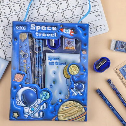 1 Set Cartoon Stationery Set Including Pencil Notebook Ruler Eraser Pencil Sharpener Student School Supplies Stationery Gifts